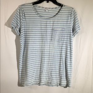 SPLENDID| Striped Boyfriend Pocket Tee Blue XS